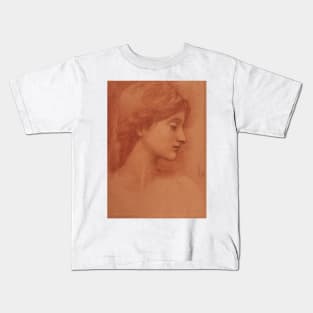 Study of a Female Head by Edward Burne-Jones Kids T-Shirt